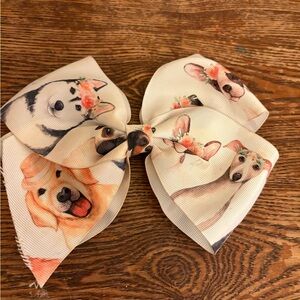 Girls White Bow With Dog Breeds Illustrations 5x6.5” Husky Labrador French Bull